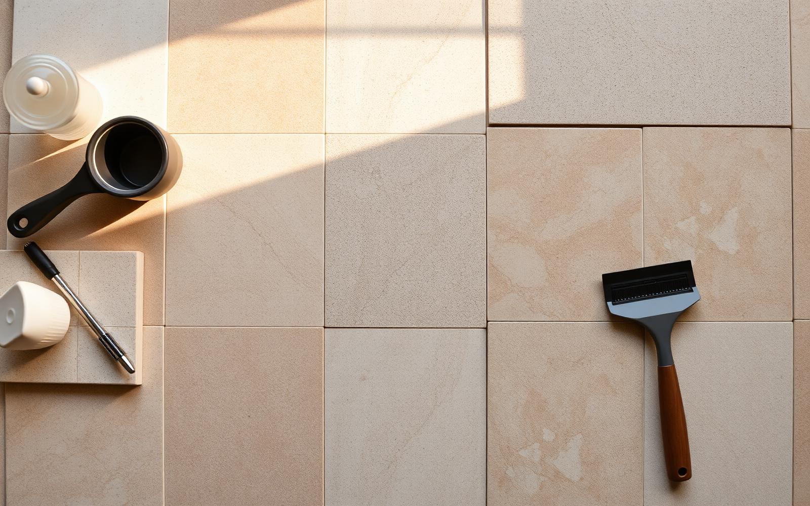 Fliesen-Auswahl und Werkzeug im Showroom